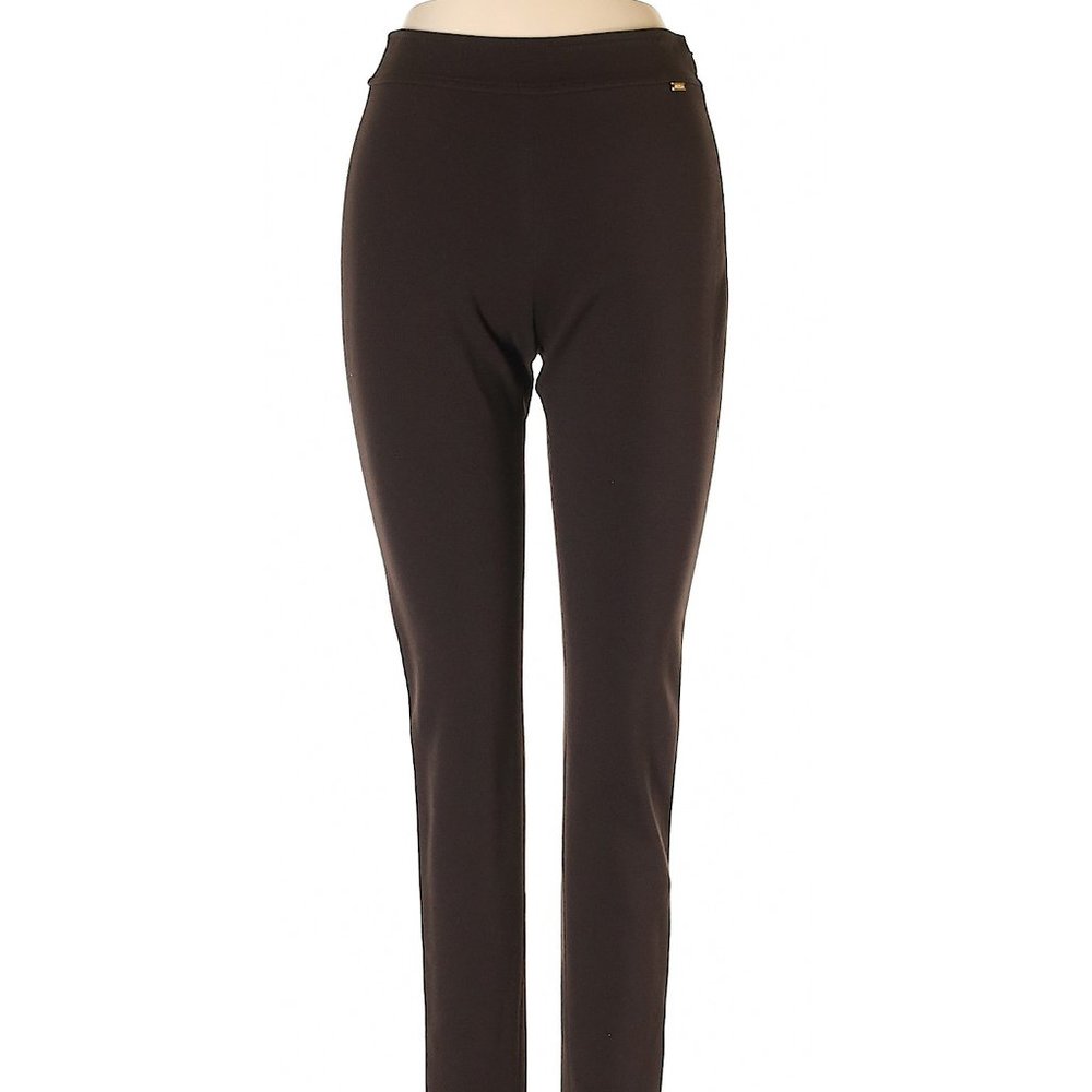 NWT St. John Mahogany Brown Alek Skinny Leg Zip-Ankle Leggings Size 0
